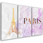 Kolmeosalise pildiga l&otilde;uendiprint Paris Eiffeli torni glamuuri 60x40 roosa