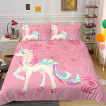 3D Unicorn mustriga voodipesukomplekt Magamistoa tekikott Kodu voodipesukomplekt &Uuml;he-/kaheinimesevoodiga kodukaunistus Baby 100x135cm