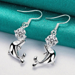 925 Sterling Silver Dolphin Tsirkoon K&otilde;rvar&otilde;ngad Moeehted ME079