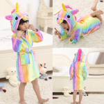 Laste k&auml;ter&auml;tik rannavannimantel Animal Rainbow Unicorn mustriga kapuutsiga hommikumantlid poistele t&uuml;drukutele pidžaamad Bebe lapsed magamisriiete hommikumantel 120