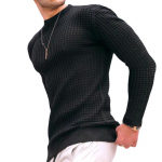 S&uuml;gisene v&auml;ikeseruuduline meeste &uuml;mara kaelusega pullover valge must avara kootud pikkade varrukatega puuvillane s&auml;rk, meeste top M must