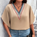 Suurem&otilde;&otilde;tmeline pluus vabaaja s&auml;rk 2023 suvine pits V-kaelusega topsid &uuml;hev&auml;rvilised l&uuml;hikeste varrukatega topid 4XL riided Blusas 28627 XL orion i v&auml;rv