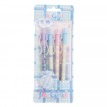 4 tk JK Girl geelpliiatsite komplekt Sweet Plaid 0,5 mm kuulipuu, must v&auml;rviline tint kontorikoolile