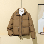 Naiste mood s&uuml;gis/talvine tepitud jope Naiste p&uuml;stine kaelatasku lukuga vabaaja &uuml;ler&otilde;ivad &uuml;hev&auml;rviline paks soe mantel M valge