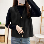 Vest, kootud sviiter, naiste 2023. aasta kevad-s&uuml;gis, talvine villane kardigan-kampsun, naiste avar t&auml;isvarrukateta kampsun, naiste topp One Size must