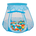Selonise m&auml;ngutelk 105x90cm/200 palli lossimaja pop-up ballpit plastikpallid lastele, sinine:valge-kollane-oranž-sinine-t&uuml;rk 105x90cm/200 balls