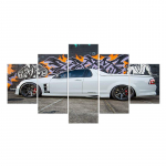 Valge sportauto raamitud 5 paneeliga seinakunsti tr&uuml;kiv&auml;rvid Moodne moodulpilt Kodukaunistus Elutoa kaunistusmaalid Ilma raamita 20x35cm*2 20x45cm*2 20x55cm*1