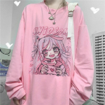 T&uuml;drukute armsad koomiksite t&auml;navar&otilde;ivad Harajuku roosad l&otilde;busad Kawaii vabaaja &uuml;laosaga tr&uuml;kitud avara &scaron;ikk naiste T-s&auml;rk XXL roosa