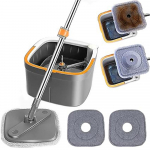Isepestav tsentrifuugimismopi lamep&otilde;randa mikrokiust mopi ja &auml;mbris&uuml;steemi komplekt lehtpuidu, laminaadi, plaatide, 2 Mop Pads hall