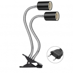 Roomajate soojuslambi hoidik kahe peaga 2/4/6H ts&uuml;klitaimeriga hanekelaga reguleeritav kilpkonnad sisalikud maod UVA/B lambipirni metallist klambrihoidja EU Plug