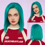 HAIRCUBE Halloweeni sirge 13x4 l&auml;bipaistev pits Bob 12 tolli juustest parukad roheline sinine v&auml;rv naistele igap&auml;evase peo cosplay