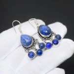 Lapis Lazuli v&auml;&auml;riskivist k&auml;sitsi valmistatud 925 Sterling h&otilde;bek&otilde;rvar&otilde;ngas Naturaalne Lapis Lazuli k&otilde;rvar&otilde;ngas K&auml;sitsi valmistatud Lapis Lazuli k&otilde;rvar&otilde;ngas kingitused naistele 1.37"