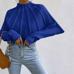 S&uuml;gis- ja talvine kootud &uuml;mmargune kilpkaelusega l&otilde;tv kampsun naiste džemprid vabaaja mood, soe &uuml;hev&auml;rviline kudum L