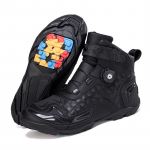 Unisex nahast mootorrattasaapad, suured p&ouml;&ouml;rlevad nupud, libisemisvastased kokkup&otilde;rkevastased v&otilde;istlusjalatsid 47 must