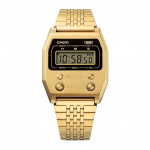Casio Vintage digitaalne kullatud iooniga kaetud roostevabast terasest kvarts A1100G-5 unisex k&auml;ekell must