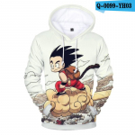 Kevad-s&uuml;gis Anime 3D Prinditud Pusad Meeste/naiste dressipluus Goku taskukapuuts Mood Streetwear Goku dressi&uuml;likond Suured topid XL