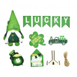 1 komplekt P&uuml;ha Patricku p&auml;eva mitmetasandiline kandikukaunistus maal&auml;hedases stiilis puidust roheline &otilde;nnelik murum&auml;rk ja p&auml;kapiku nukukandik, ornament Iiri festivali peoleent roheline