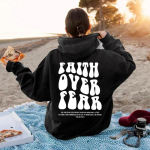 Faith Over Fear Christian Hoodie Esteetilised Christian dressipluusid Jesus Hoodie Naiste Graafilised pusad Religioossed pulloverid Top S must