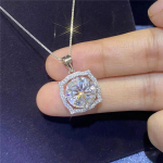 D v&auml;rvi 5CT Moissanite Square Ripats Kaelakee Naistele L&auml;binud teemanttesti 925 Sterling H&otilde;bekett Ehted Aastap&auml;eva kingitused 45cm&1CT valge