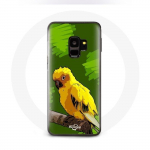 &Uuml;mbris Samsung Galaxy S9 Yellow Parakeet Birds rohelise taustaga