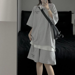 Suvine polos&auml;rk L&uuml;hikesed p&uuml;ksid Sobivad komplektid Naiste vabaajar&otilde;ivad Soliidne spordir&otilde;ivaste &uuml;likond l&uuml;hikeste varrukatega topsid Elastsed v&ouml;&ouml;p&uuml;ksid r&otilde;ivad XXL hall