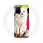 Coque pour Vivo Y21s 2021 / Y21 2021 Turc de Van Chat Blanc aux yeux bleu et jaune
