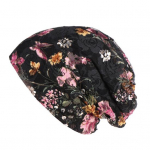 Etniline pitsist lilledega lohvakas beanie m&uuml;ts naistele kevad-suve hooajaks, hingav vabaaja m&uuml;ts must