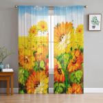 P&auml;evalillega moodsad kardinad elutuppa l&auml;bipaistvad t&uuml;llkardinad aknale magamistuppa tarvikud dekoor W135 x H183cm x2