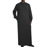 Mehed moslemi r&uuml;&uuml; Abaya islami riided tuunika kleit pikkade varrukatega s&auml;rgid maxi M must