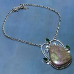 Natural Purpurite, Diopside Gemstone 925 Sterling Silver Necklace 18 j0a23