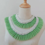 3 jardi/krunt 6 cm roosa/helesinine/valge/piimv&otilde;rk+helmestega kaunistus volangid pitsriie v&otilde;rkkangas 3 Yards roheline