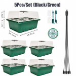 5 tk/komplekt taimekasvatusaluse komplekt LED-valgustiga lasteaiapotid rakkude kasvu niiskuskast Reguleeritav kasvuhoone idanemiskomplekt Aia&otilde;ue k&uuml;lvialuse t&ouml;&ouml;riistad 5Pcs/Set roheline