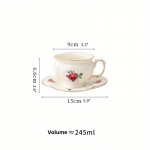 1 komplekti teekomplekt Baroque Rose teekomplekt Keraamiline teekann Kaasaskantav k&auml;sitsi valmistatud teekann Loominguline teetass alustassidega Teekomplekt kontorisse elutuppa Reisimine Telkimine Cup And Saucer 245ml
