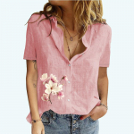 Naiste rev&auml;&auml;rikaelusega pluusid Suvine ja s&uuml;gisene l&uuml;hikeste varrukatega T-s&auml;rk Naiste puuvillane linane top Moodne kardigan T-s&auml;rk S valge