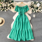 Suvepuhkus &otilde;huke elastne v&ouml;&ouml;koht pikk kleit naistele, elegantne &otilde;lgadeta, suur kiik Maxi rannakleit, peokleit, naiselik kleit One Size must