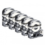 5 pakki 6 mm mitmev&auml;rvilisi silte &Uuml;hilduv Epsoni etiketilint SS6KW LC-2WBN9 SC6YW SC6BW SC6RW kingjim Epsoni printeri LW300 LW400 jaoks 5pcs white on red