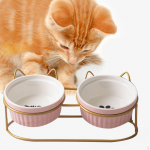Kausid T&otilde;stetud alusega Metallist Retro Double Cat keraamilised kausid kuld