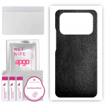 apgo Protective Skin Sticker for the back compatible with Xiaomi Mi 11 Ultra, Wrap Film, Foil, Vinyl - Pattern Black Leather