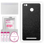 apgo Protective Skin Sticker for the back compatible with Xiaomi Redmi 3s, Wrap Film, Foil, Vinyl - Pattern Black Honeycomb
