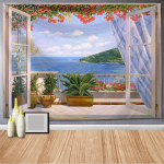 Aken Metsamaastik Maal Vaip Seinale Riputatav Boheemlaslik Stiil Ps&uuml;hhedeelne Mandala magamistuba Kodu Dekoratsioon 230x180cm