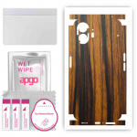 apgo Protective Skin Sticker for the back+sides compatible with Nothing Phone 2, Full Wrap Film, Foil, Vinyl - Pattern Tigerwood