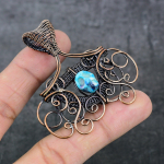 Natural Mosaic Jasper Gemstone Copper Wire Wrap Gift Jewelry Pendant 2.36 n3g00