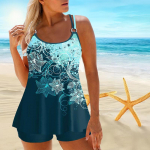 Naiste &otilde;lapaeltega ujumistrikoo, millel on ruuduline tr&uuml;kitud bikiinid, l&uuml;hike ujumistrikoo 6XL