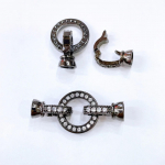 18K kullatud inkrusteeritud tsirkoonist sulgurid lukuklambrid kaelakee valmistamiseks, helmesklambrid, kinnitusvahendid p&auml;rlitest ehete meisterdamiseks Circle&mdash;1PCS must