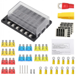 12-suunaline teraga kaitsmeplokk, 12 V auto kaitsmekarbi hoidik, veekindel kate negatiivse siini kaitsmega must