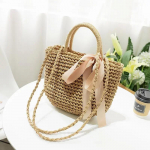 Uus saabumine K&auml;sitsi valmistatud &otilde;lgkotid Paelad Bowknot Beach Kudumine K&auml;ekott &Otilde;lakott 14X27cm kohv