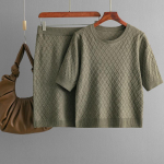S&uuml;gistalv laisk tuul avara k&otilde;rge kraega pullover kampsun, naiste &uuml;hev&auml;rviline l&uuml;hikeste varrukatega kootud laia s&auml;&auml;re seelik kaheosaline komplekt One Size must