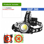 9900 luumenit XHP360 suure v&otilde;imsusega LED-esilatern USB-laetav LED-esituli 18650-suumpeaga taskulamp kalap&uuml;&uuml;gipea latern A-no battery