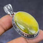 Bumble Bee Jasper Gemstone 925 Steling Silver Jewelry Pendant 2.13 g5w82
