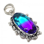 Bi-Color Tourmaline Gemstone 925 Sterling Silver Jewelry Pendant 2.36 b3n06